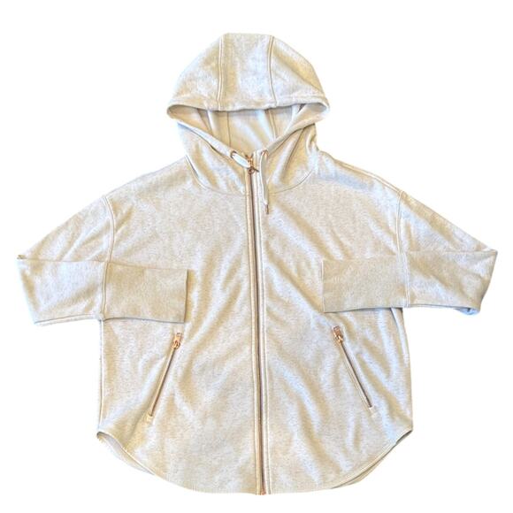 Athleta Cozy Karma Oatmeal Full Zip Thumb Holes Hooded Jacket Size Small - Picture 4 of 10